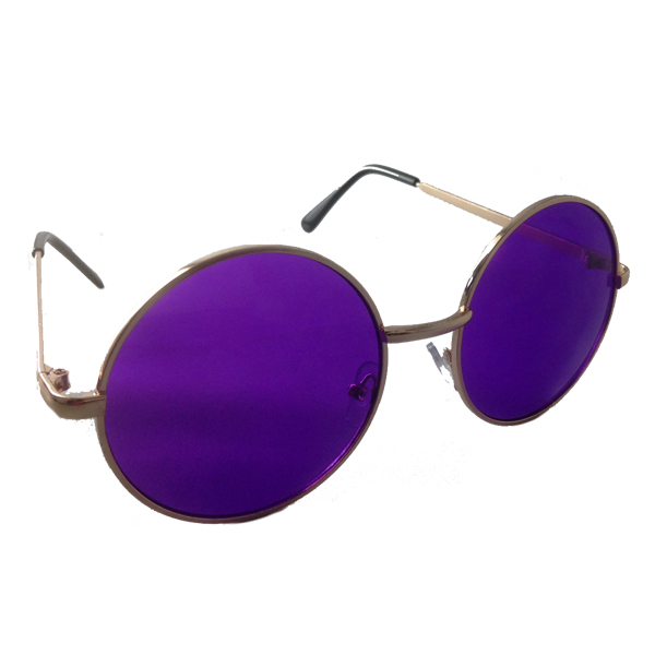 Rund solbrile i lennon design med lilla glas | festival-solbriller