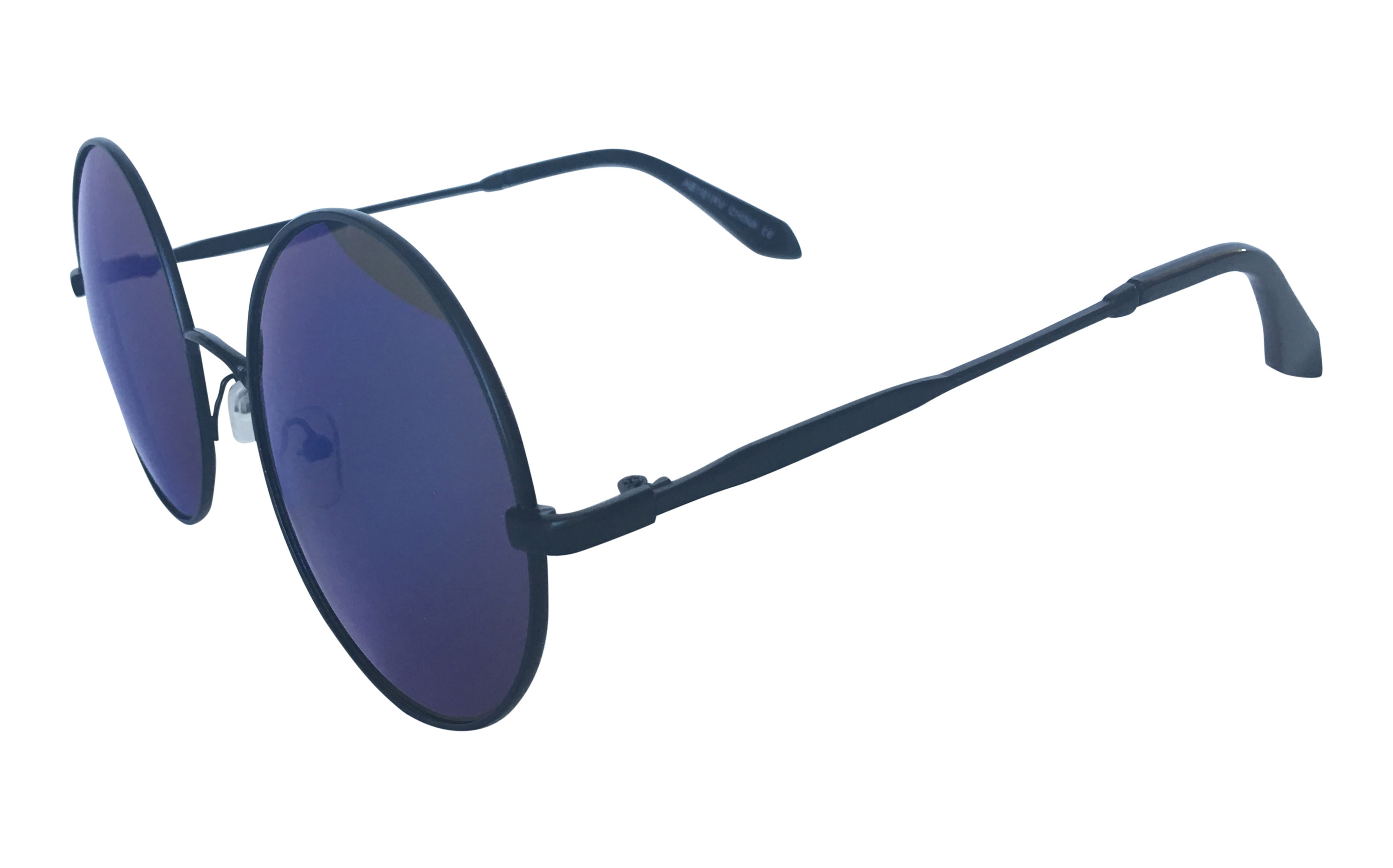 Stor lennon solbrille i sort stel med blå-grøn changerende linser | search-2