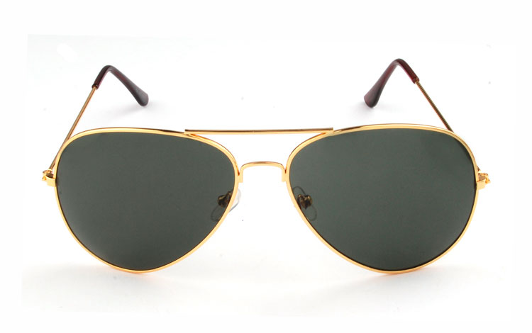 Aviator / pilot solbrille i guldfavet metal stel med grønlige glas | solbriller_maend-2
