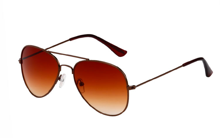 BØRNE aviator solbriler i brunt stel med brune glas | 