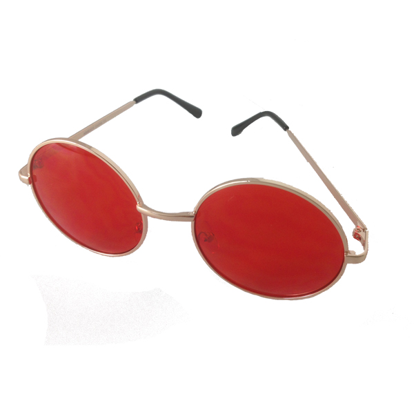 Rund lennon solbrille med rødt glas | -2