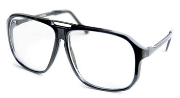 Stor brille med klart glas i sort | search