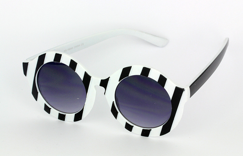 Stor rund solbrille i sort/hvid | sjove_udklaednings_briller
