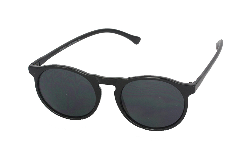 Rund sort blank solbrille | enkelt-klassisk-design