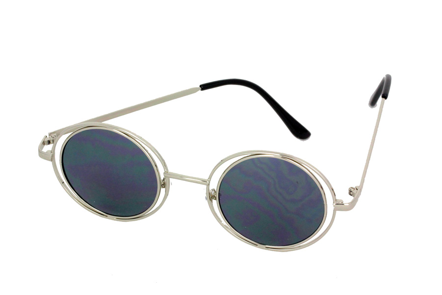 Sølvfarvet rund lennon solbrille i eksklusiv model | metal_stel_solbriller