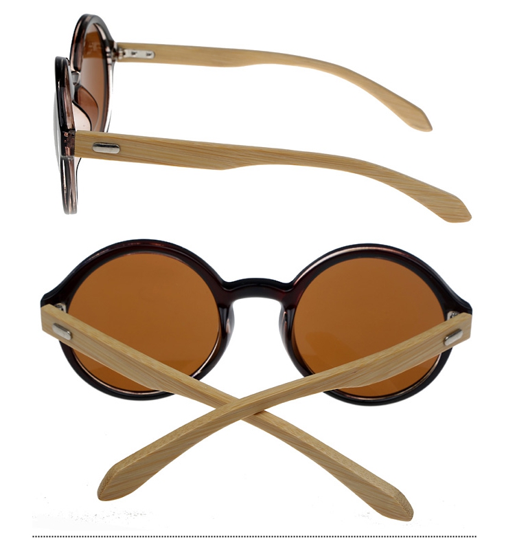 Stor rund solbrille med bambus stænger. Meget moderigtig solbrille | træ-solbriller-bambus-2