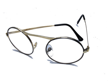 Guld og sort rund brille med klart glas uden styrke | metal_stel_solbriller
