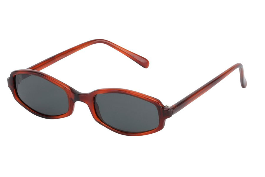 90´er modebrillen, den smalle firkantede brille i enkelt design med mørke linser. Stellet er mørkt rødbrunt. | solbriller_maend