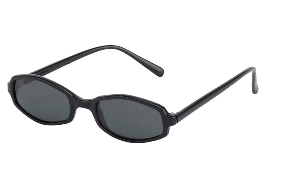90´er modebrillen, den smalle sorte firkantede brille i enkelt design med mørke linser. | enkelt-klassisk-design