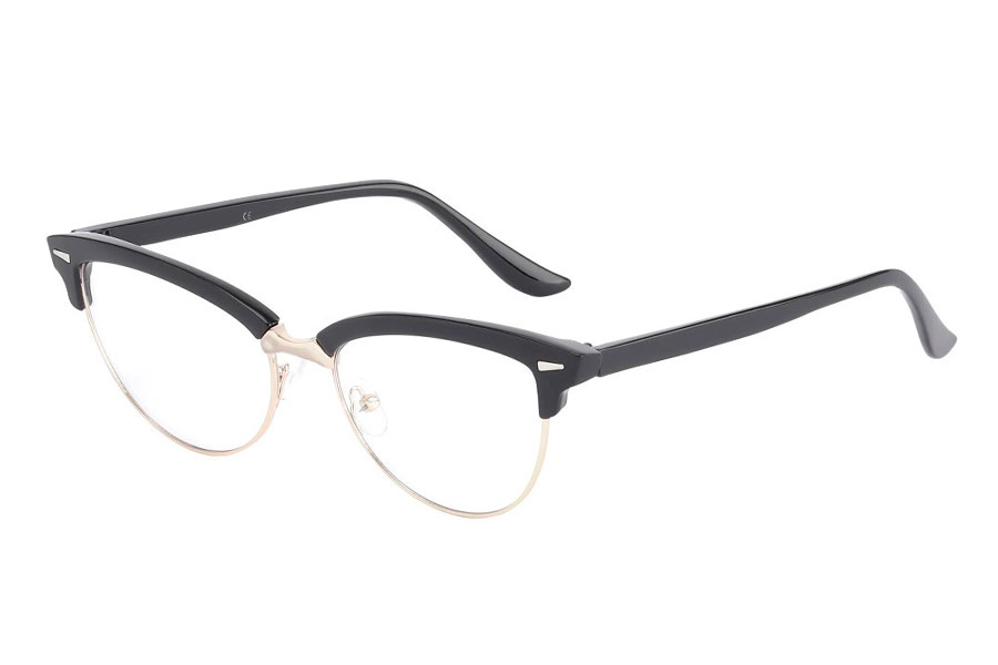 Cateye brille i sort stel med klart glas uden styrke. Brillen er inspireret af Dame Edna og Andrey Hepburn, som vi bla. kender denne frække brille fra. | solbriller_kvinder