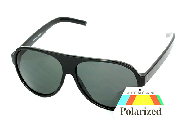 Sort polaroid solbrille i enkelt flot aviator design | pilot_solbriller