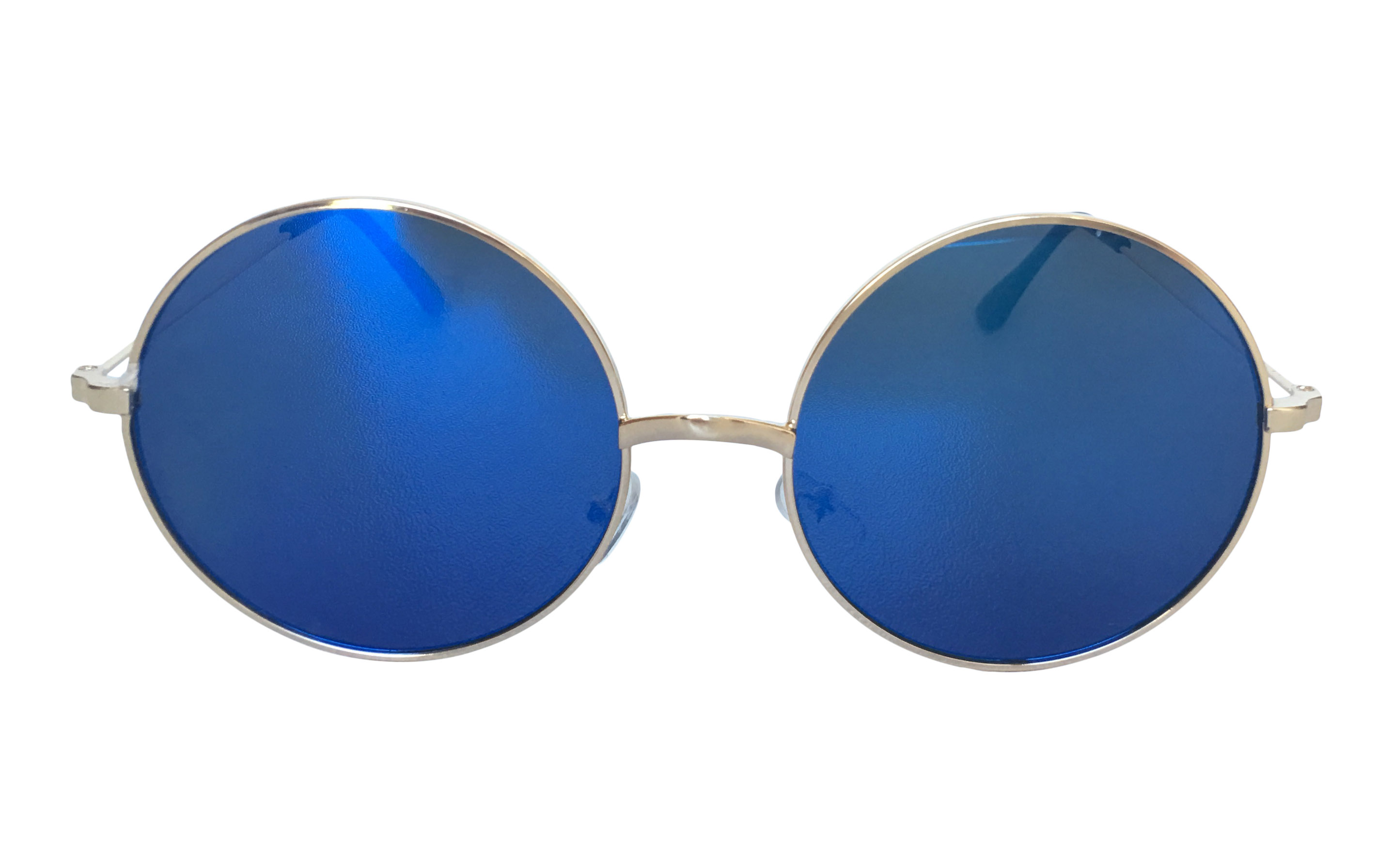 Guld solbrille med FLADE blålige spejl linser - Design nr. s3310