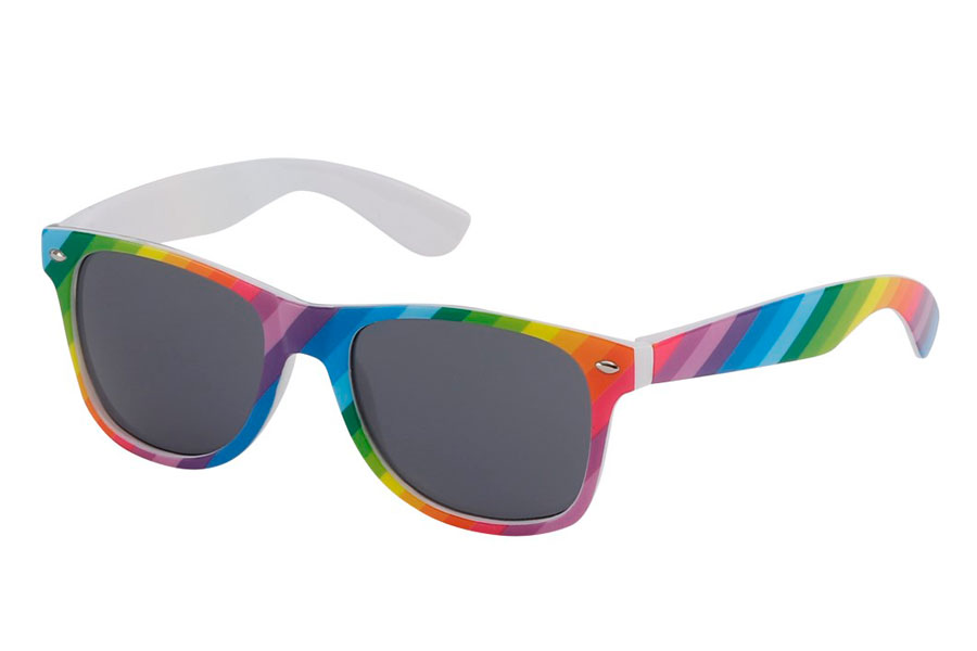 Solbriller i regnbuens farver. Perfekt til fx. gay pride. | festival-solbriller