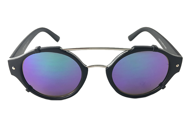 rund solbrille med changerende spejlglas i grønne-blå farver | runde_solbriller