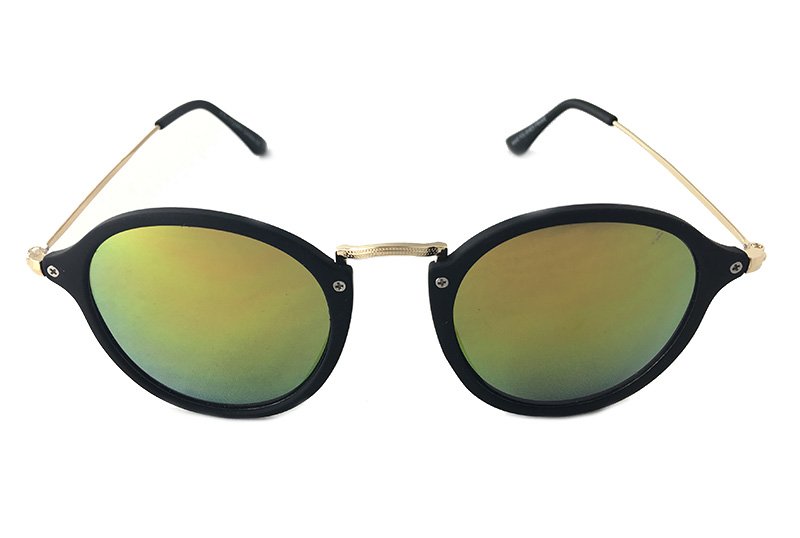 Rund solbrille i mat stel med orange-rÃ¸de spejlglas | billige-solbrille-nyheder