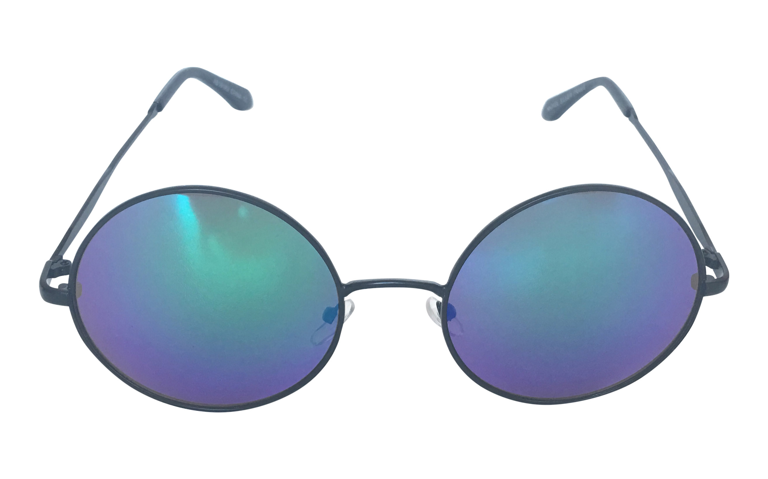 Stor lennon solbrille i sort stel med blÃ¥-grÃ¸n changerende linser | festival-solbriller