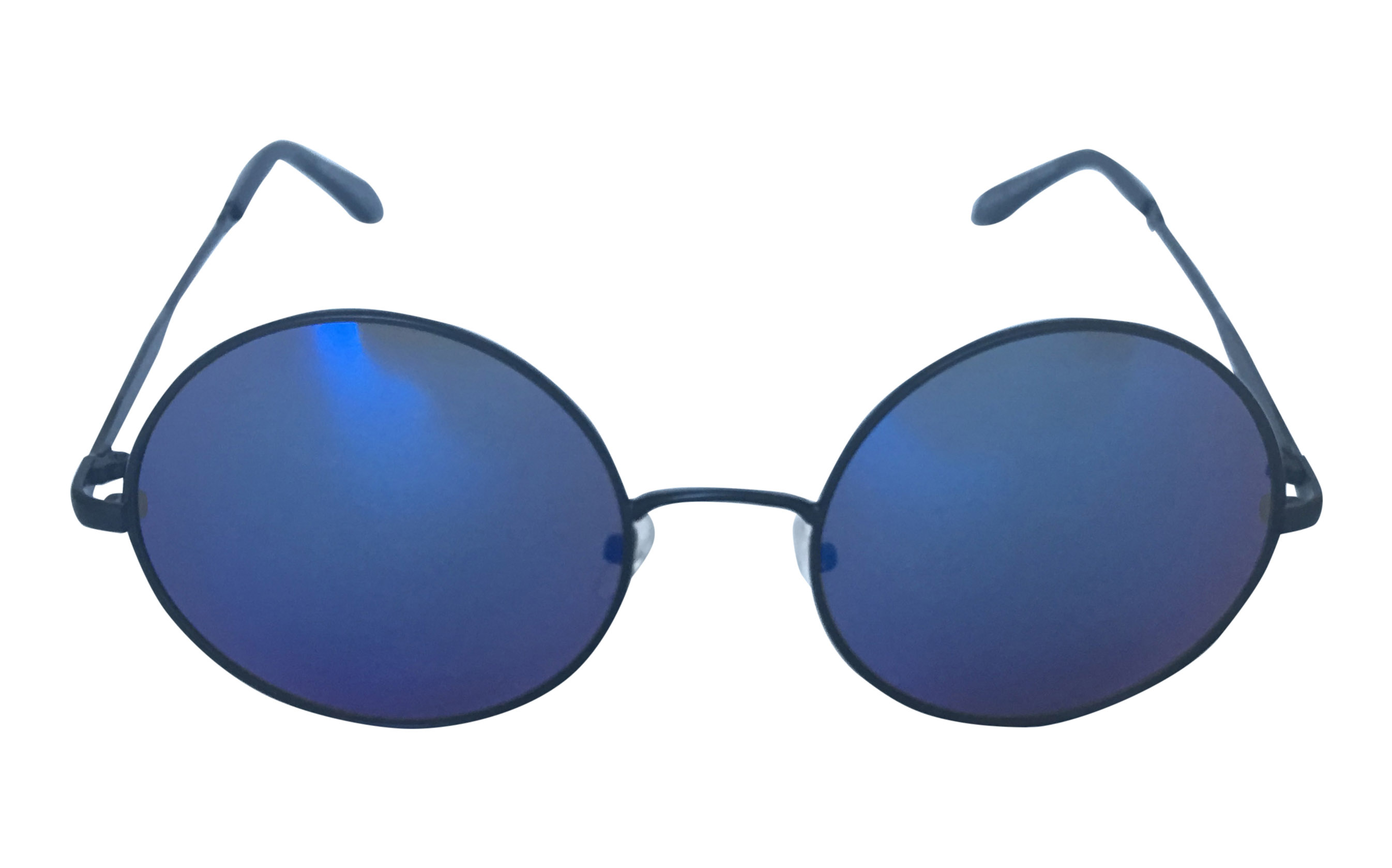 Metal solbrille i oversize design. Sort metal stel med blålige spejlglas. | oversize_store_solbriller