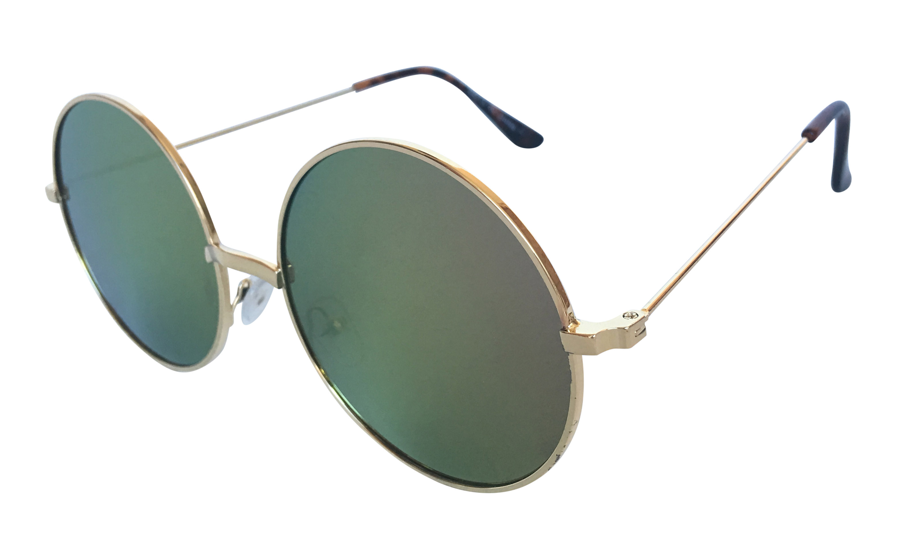 STOR Fed solbrille i guldfarvet metalstel med FLADE lyserød-grønlig changerende linser. Kendt som john lennon solbrillen. Hippie solbrille mode | solbriller_kvinder-2