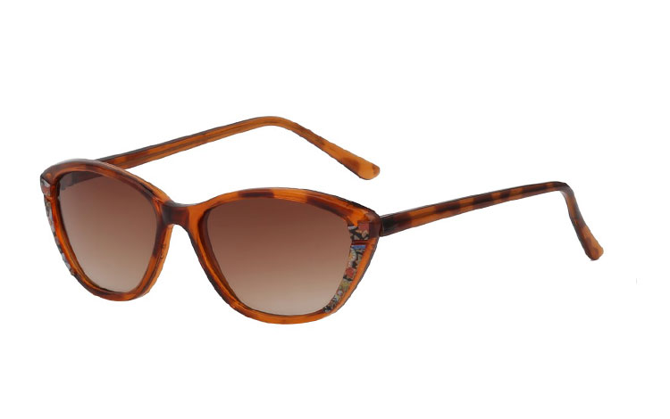 Smuk cateye solbrille. Skildpaddebrun / leopardbrun med guld  | billige-solbrille-nyheder