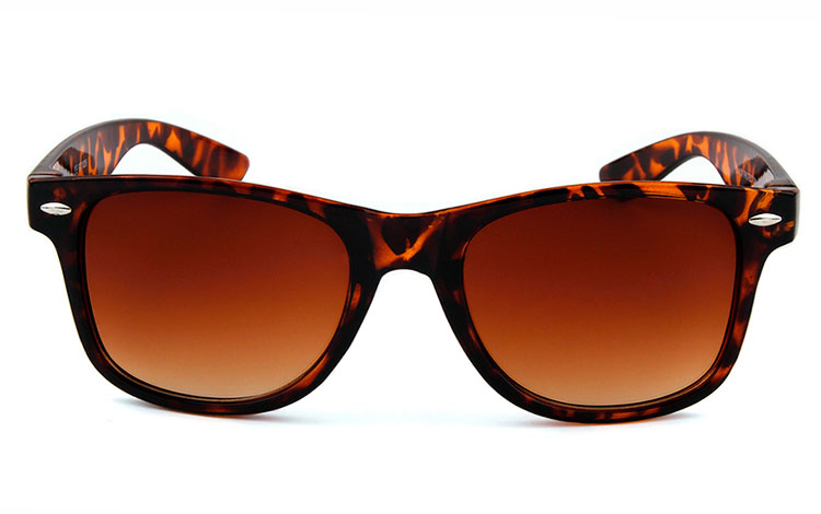 Brun wayfarer solbrille i skildpadde / leopard stel | -2