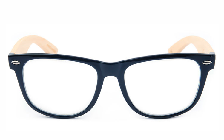Sort wayfarer brille med klart glas uden styrke og lyse bambus stÃ¦nger | millionaire_aviator_solbriller-2
