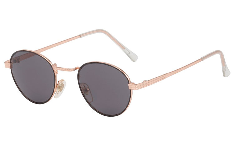Rund solbrille i sort og rÃ¸dguld | billige-solbrille-nyheder