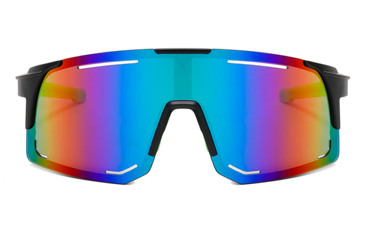 Sort hurtigbrille med neonfarvet stænger. Stort full frame design. | oversize_store_solbriller-2