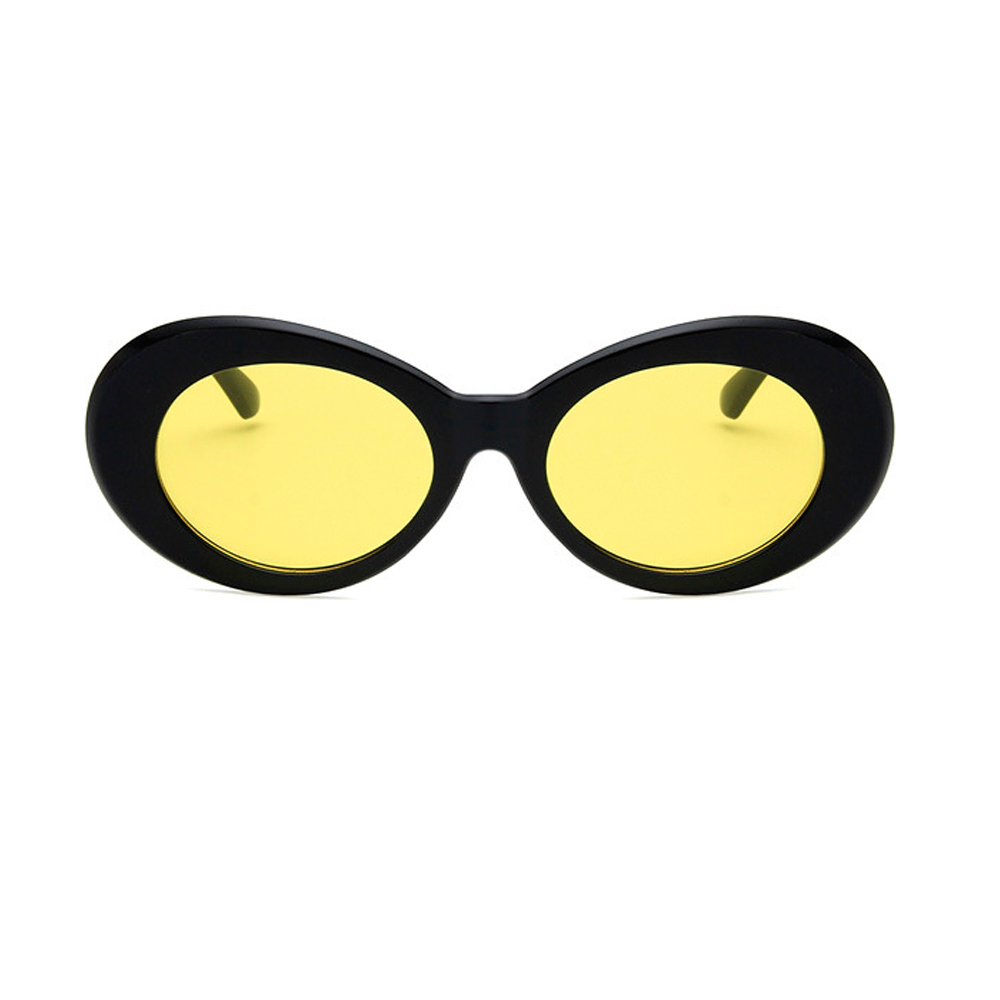 Sort flower power solbrille med gule glas. Retro / hippie / Jackie O stilen | solbriller-farvet-glas-2