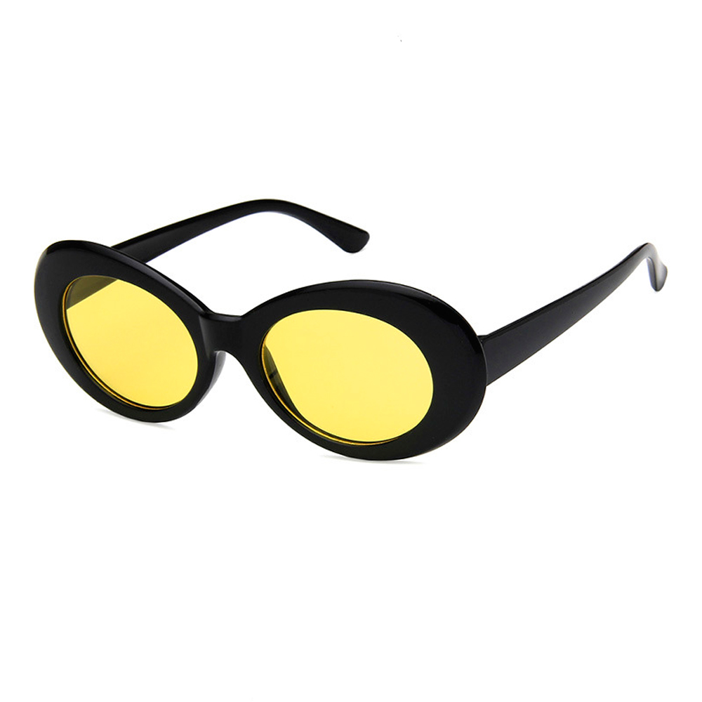 Sort flower power solbrille med gule glas. Retro / hippie / Jackie O stilen | solbriller-farvet-glas
