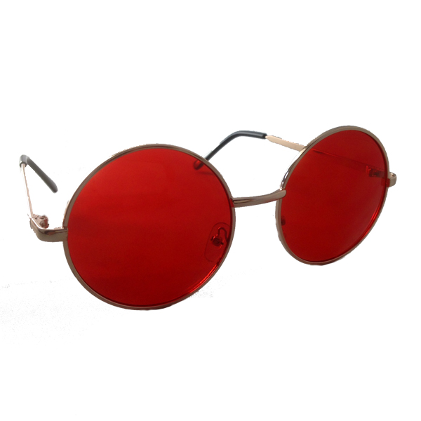 Rund lennon solbrille med rødt glas | solbriller_kvinder