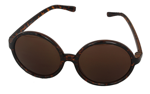 Mørkbrun rund solbrille i stort design | oversize_store_solbriller