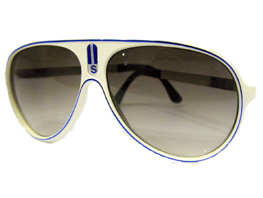 Hvid millionaire solbrille med blå streg | millionaire_aviator_solbriller