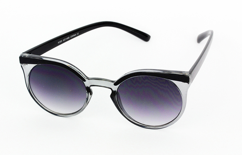 Rund solbrille i smokey med sort kant | runde_solbriller