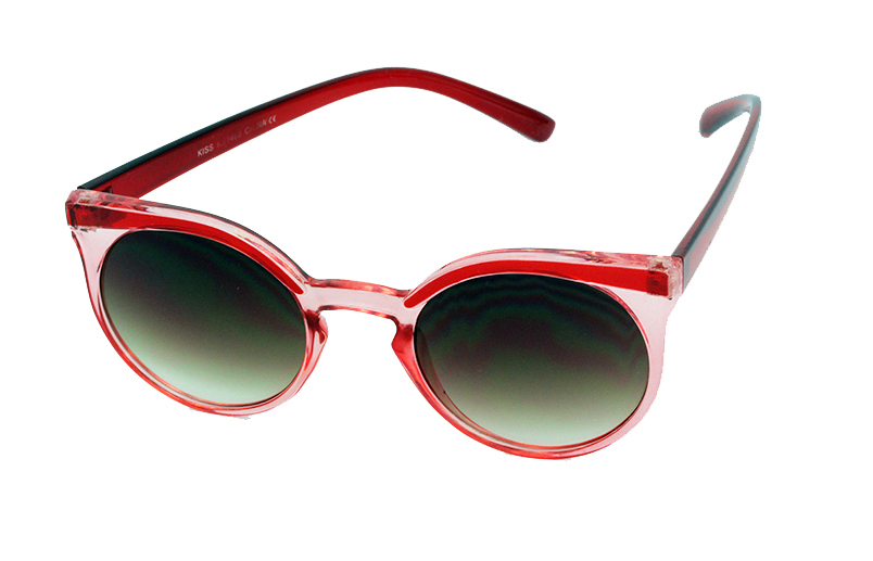 Gennemsigtig og rÃ¸d rund solbrille | runde_solbriller