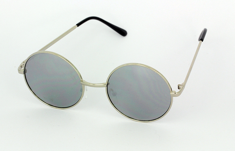 Sølvfarvet rund Lennon solbrille med spejlglas | 