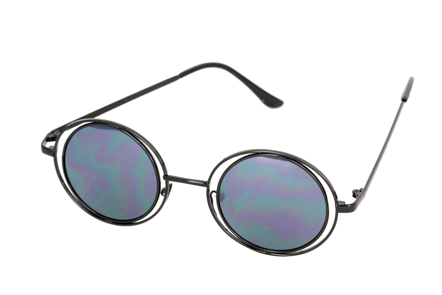 Eksklusiv Lennon rund solbrille i sort design | search