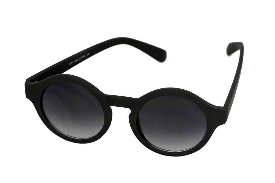 Mat sort enkelt solbrille i rundt design | oversize_store_solbriller