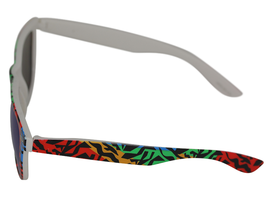 Multifarvet wayfarer solbrille med dyreprint og farvet spejlglas | wayfarer_solbriller-2