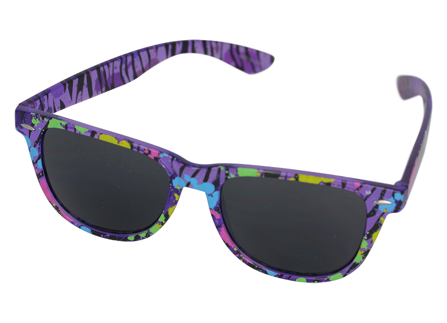 Wayfarer solbrille i gennemsigig lilla med farver | retro_vintage_solbriller