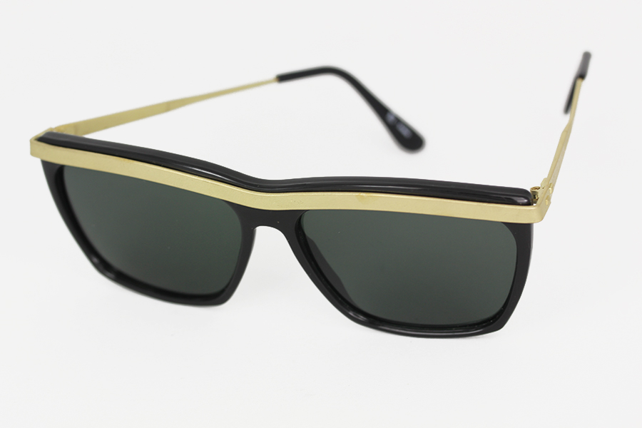 Sort enkelt solbrille med guld Ã¸verst | search