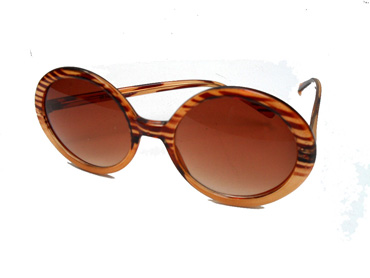 Lys rød-brun oversize rund solbrille m/dyrelook | runde_solbriller