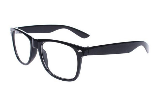 Fede wayfarer retro briller med klar glas uden styrke. Sort | 