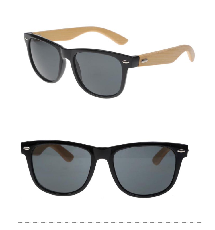 Moderigtig wayfarer solbrille i sort design med håndlavet bambus stænger. Robust og fantastisk kvalitet. Kun 199 kr. | -3
