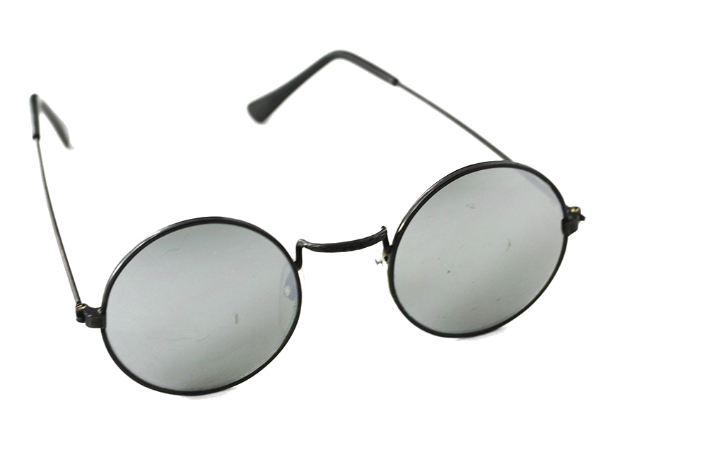 Runde John Lennon solbriller. Metal stel i sort m/ spejlglas | 