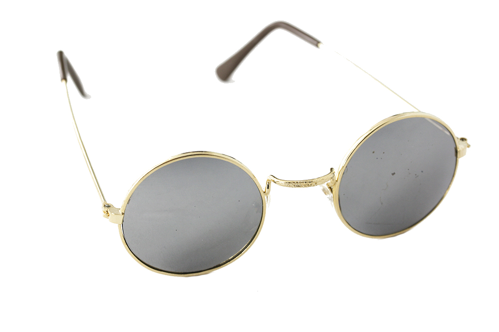 Runde solbriller. Metal stel i guld m/ spejlglas | retro_vintage_solbriller
