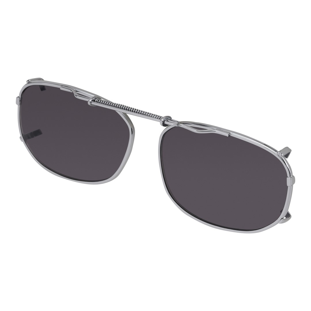 Clip-on solbrille i aflangt design med runde kanter. Næsebroen er fleksibel, så den kan strækkes i bredden, så clip-on solbrillen kan få fat i brillens kant.  | search