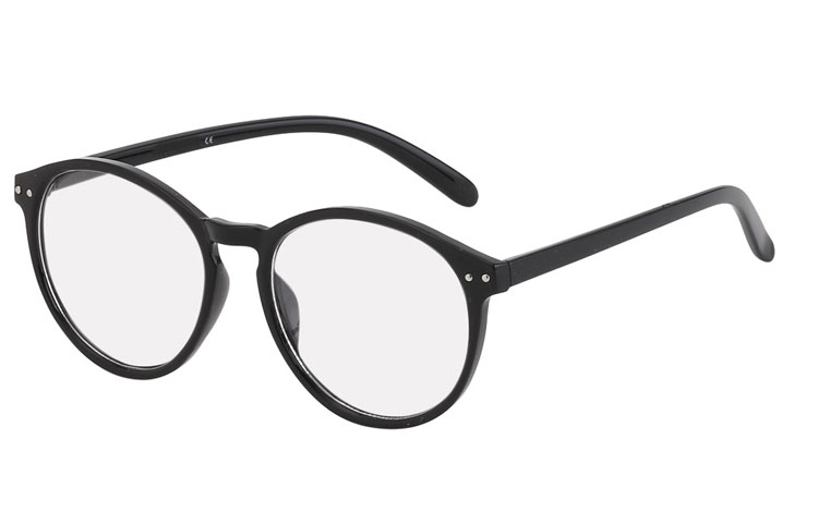 Flot sort brille med klare linser uden styrke. Brillen er i enkelt design i god kraftig kvalitet. | 