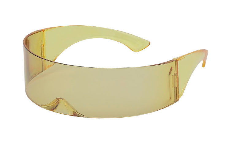 Festival / Spacy solbrille i transparent lysegul som følger ansigtet rundt og beskytter i siderne | search