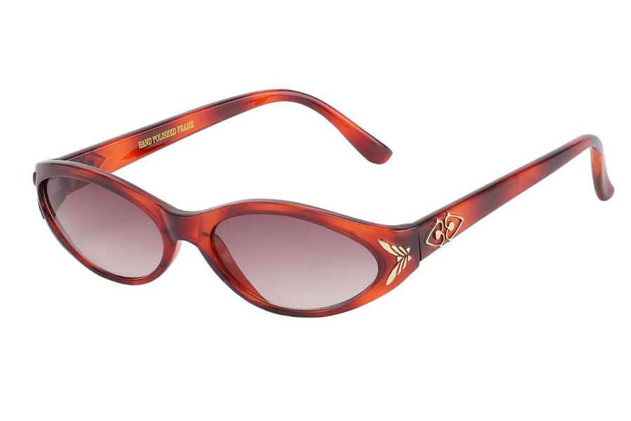 RÃ¸dlig solbrille med guld detaljer i retro look. | cat_eye_solbriller