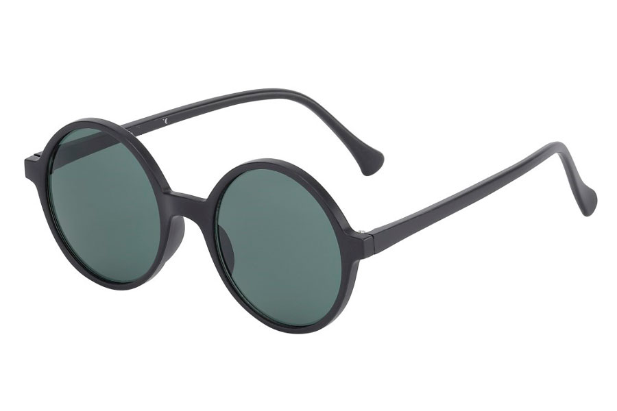 Rund MAT sort solbrille i helt rundt og enkelt design | runde_solbriller